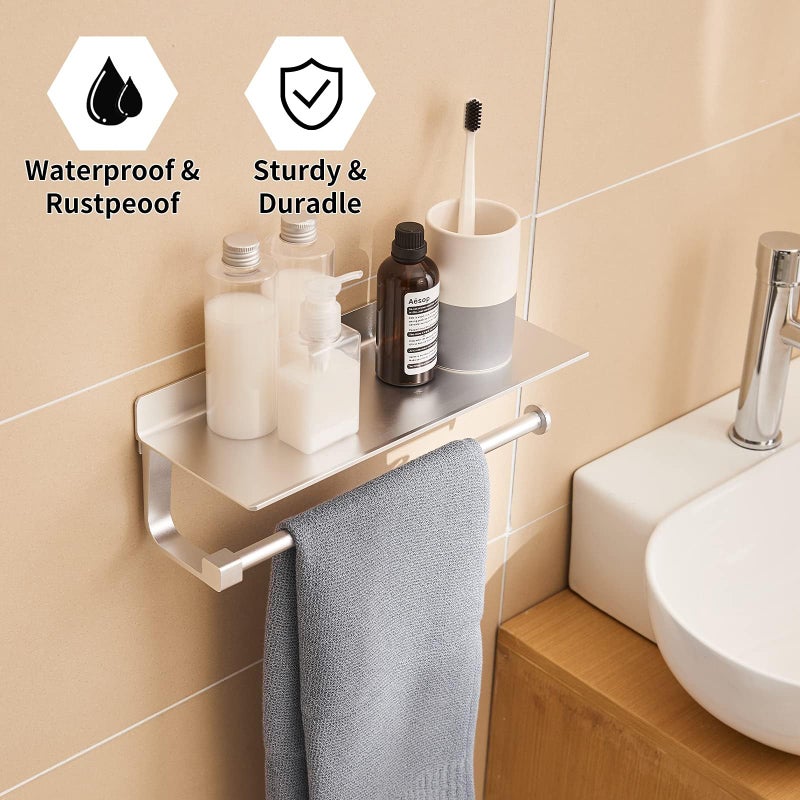 JOOM Paper Towel Holder Wall Mount - for Bathroom Hand Towel Holder with Shelf- Kitchen Towel Holder - Matter Silver - Image 3